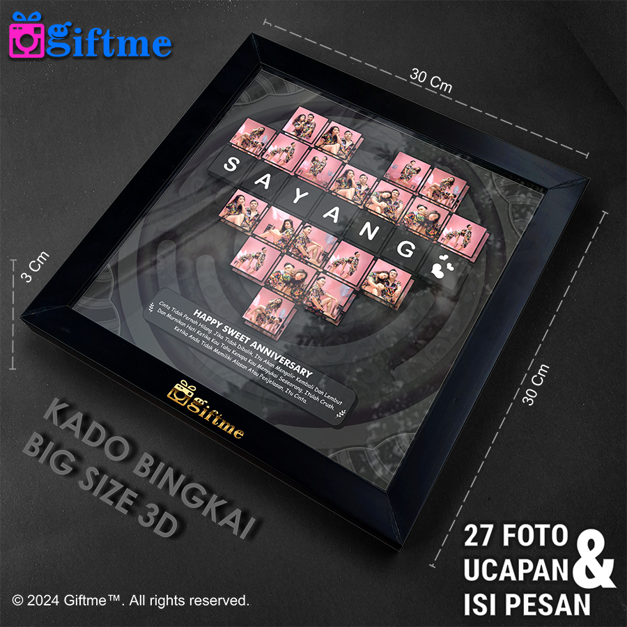 GIFTME Kado Bingkai Foto Aesthetic bisa Request Foto dan Ucapan dilengkapi Lampu LED