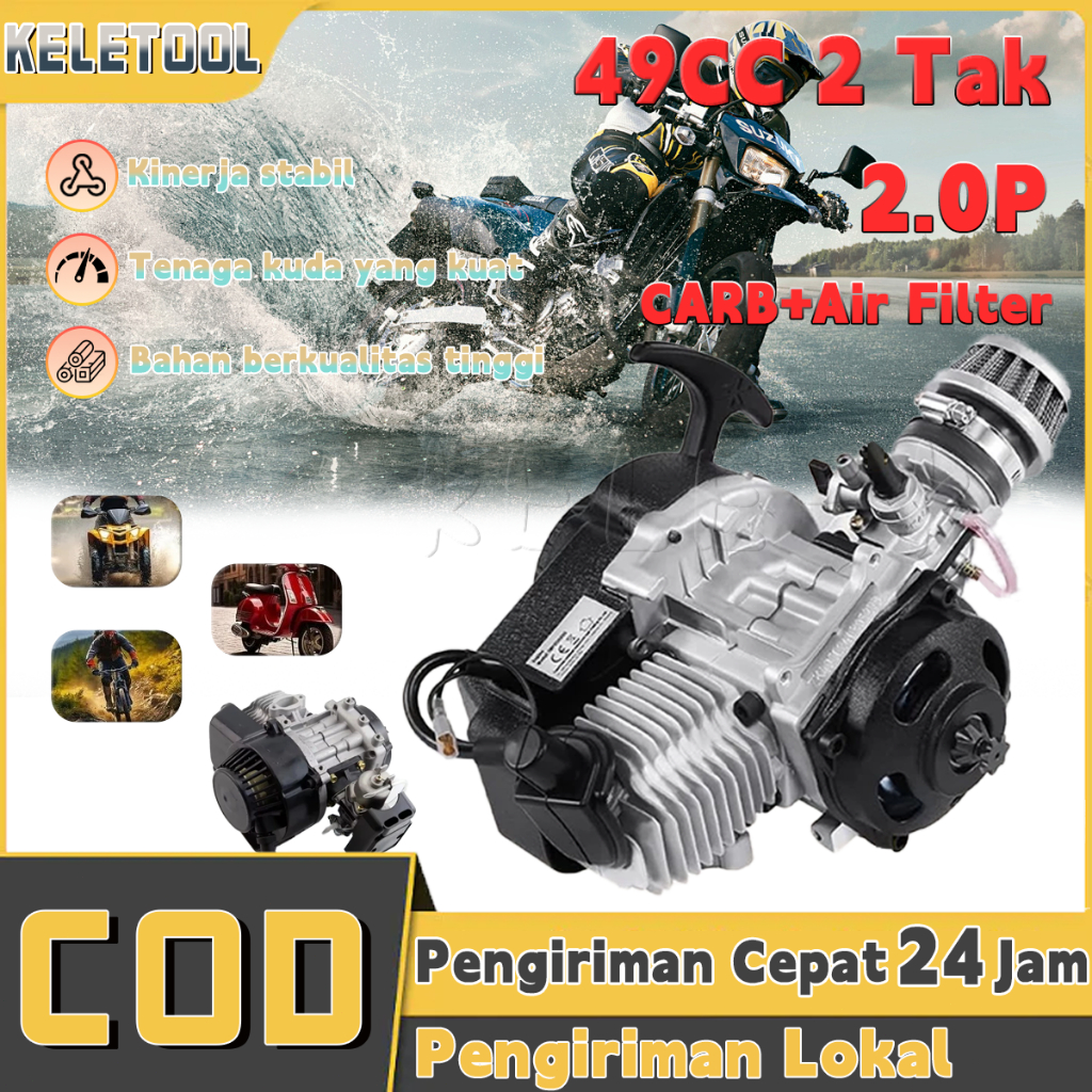 Mesin Engine Motor 49cc Trail Skuter Kit Mesin 49cc 2 Tak Enjin Pocket Bike Tarik Starter Bensin Min