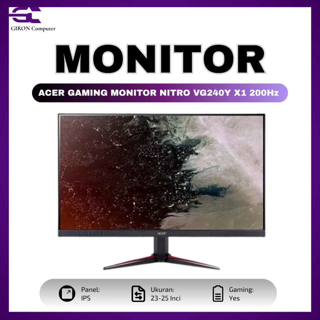ACER GAMING MONITOR Nitro VG240Y X1 200Hz Built in Speaker IPS Nitro VG240Y-X1