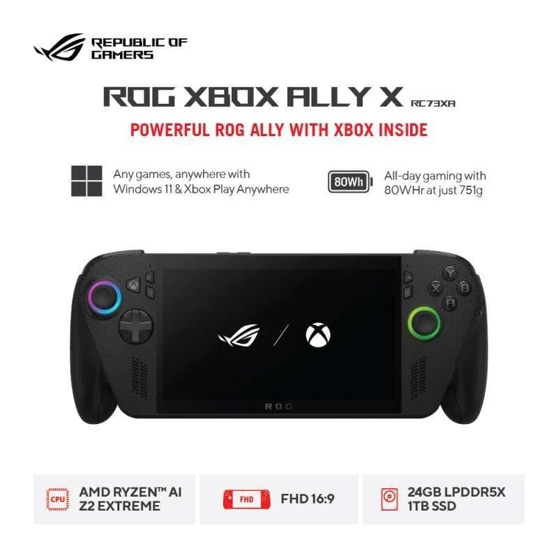 [READY] ROG Ally X (2025) RC73XA-Z2EA35A3T - AMD Ryzen AI Z2 Extreme RAM 24GB  SSD 1TB W11 7.0FHD 12