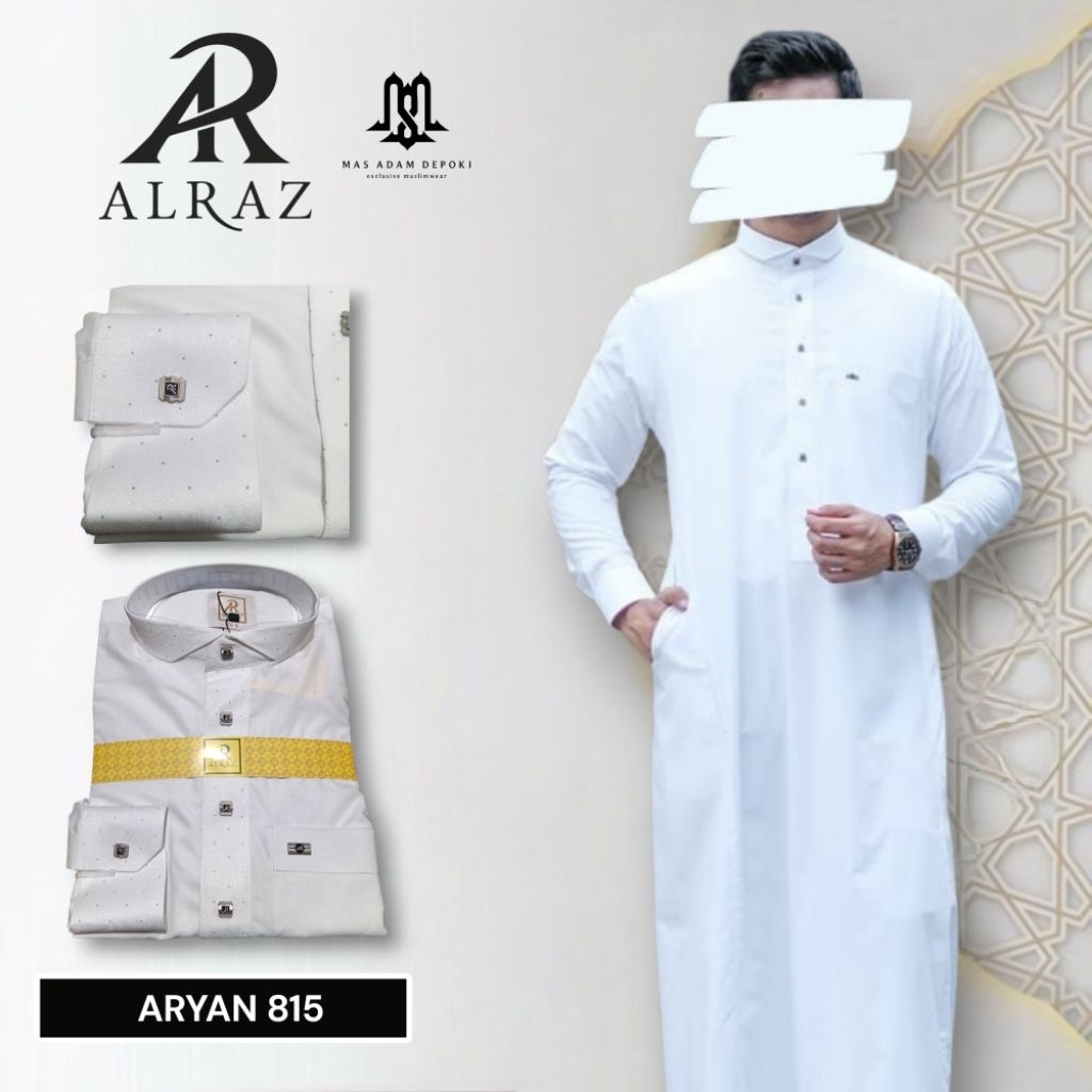 Jubah Al Raz Putih Kombinasi Premium Model Aryan