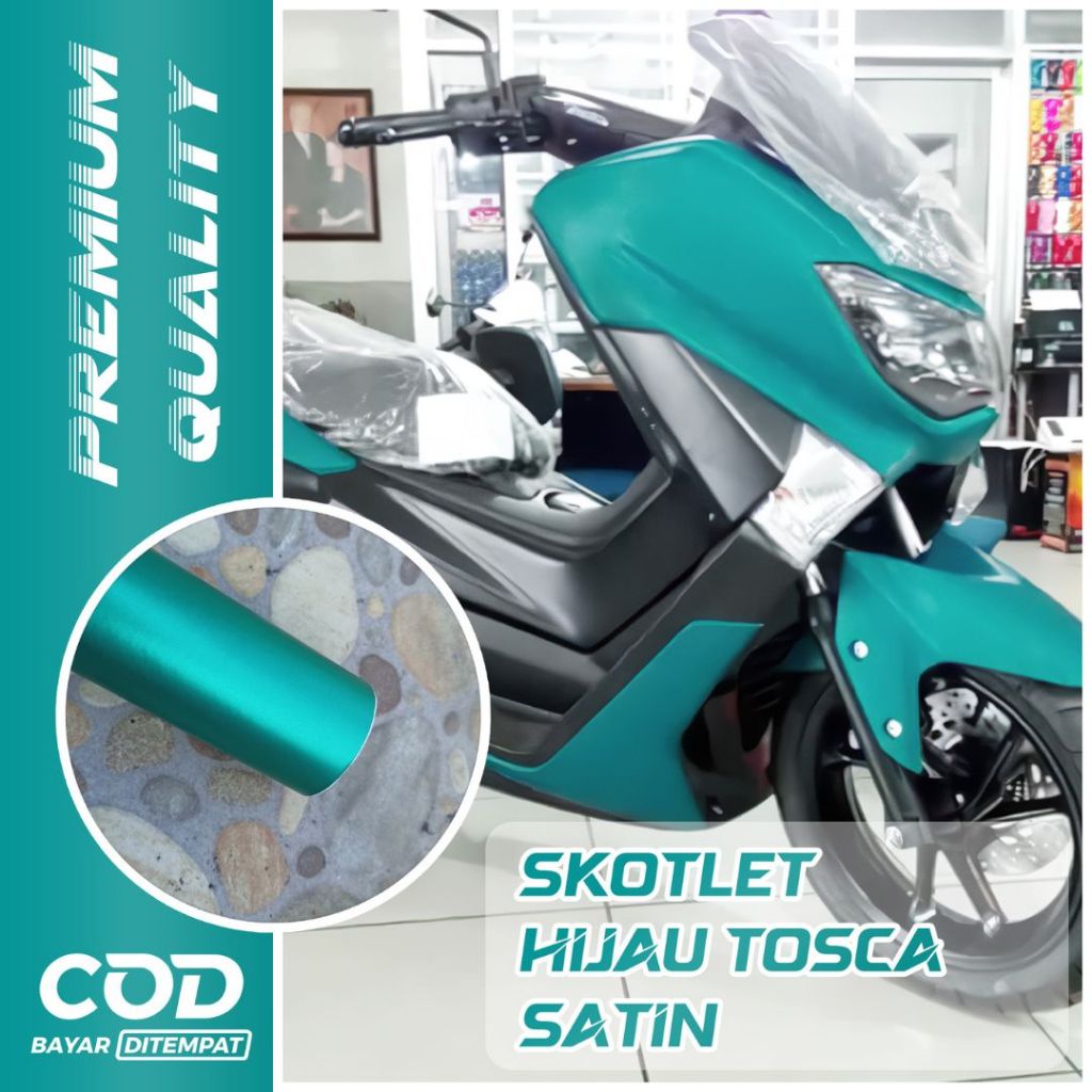 Stiker Hijau Tosca Metalik Doff Mettalic Matte Daya Rekat Kuat Cover Premium Stylish Trendy