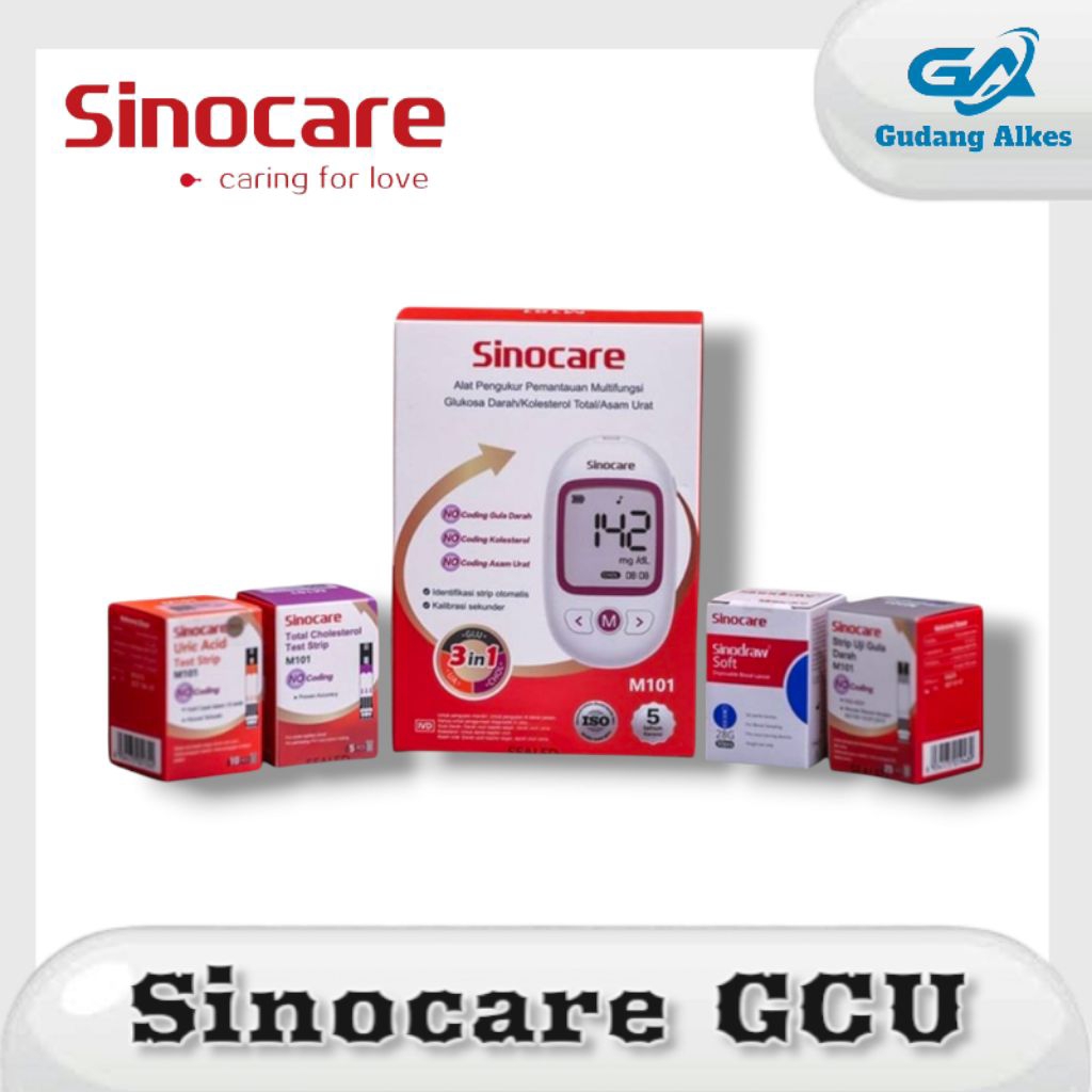 Sinocare GCU  Cek Gula Kolesterol Asam Urat Sinocare GCU