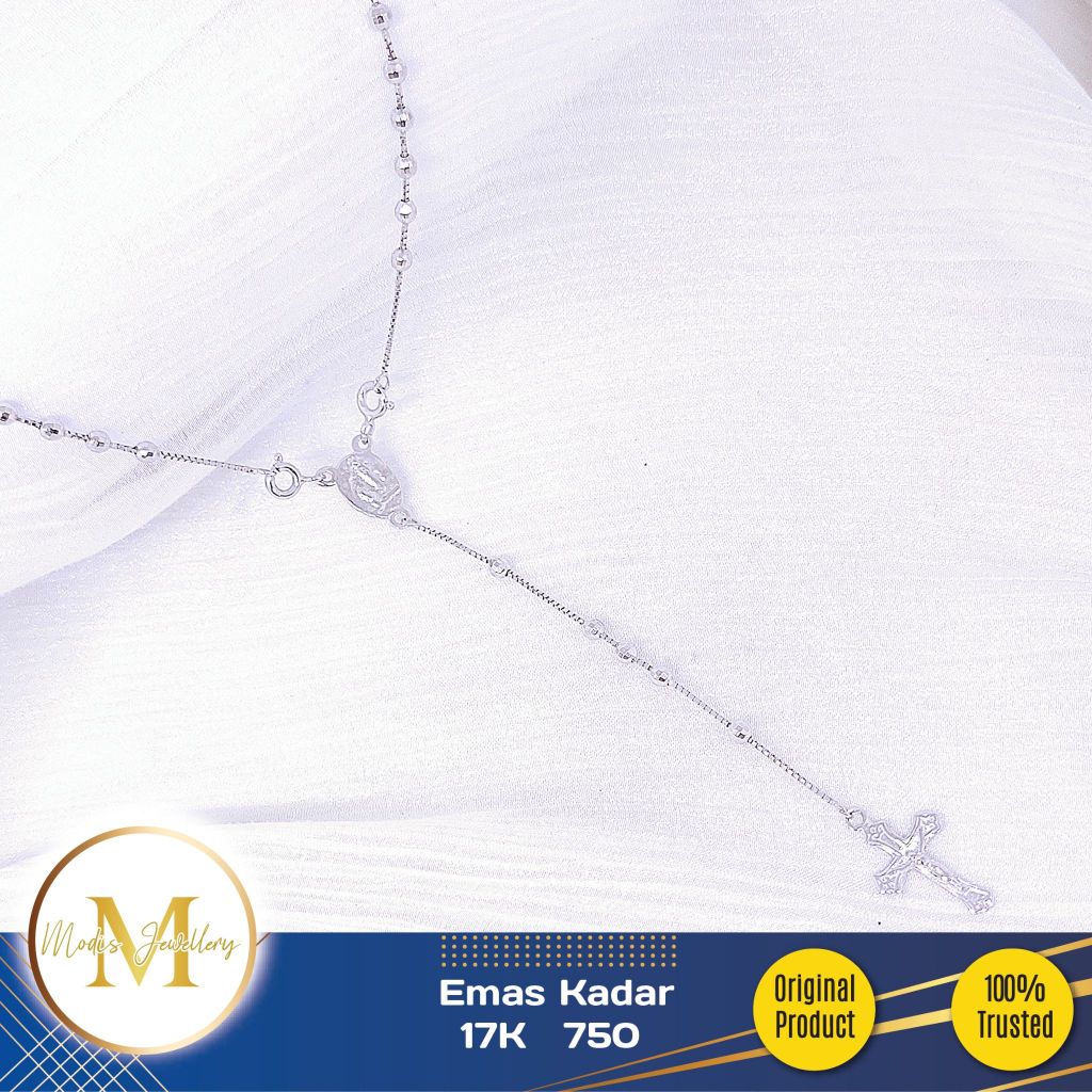 MODIS JEWELLERY - Kalung Rosario Putih - Emas 17k 750