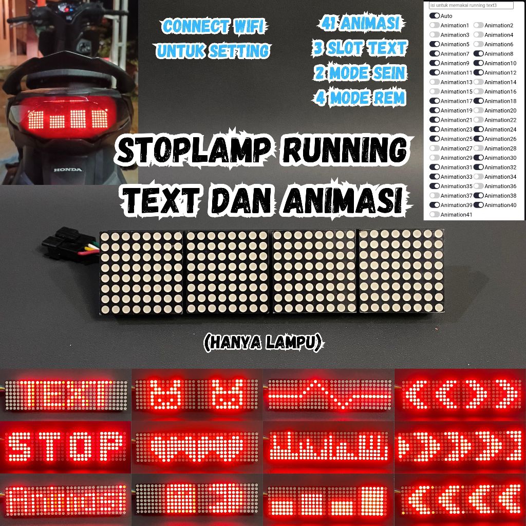 STOPLAMP RUNNING TEXT & ANIMASI UNTUK MOTOR