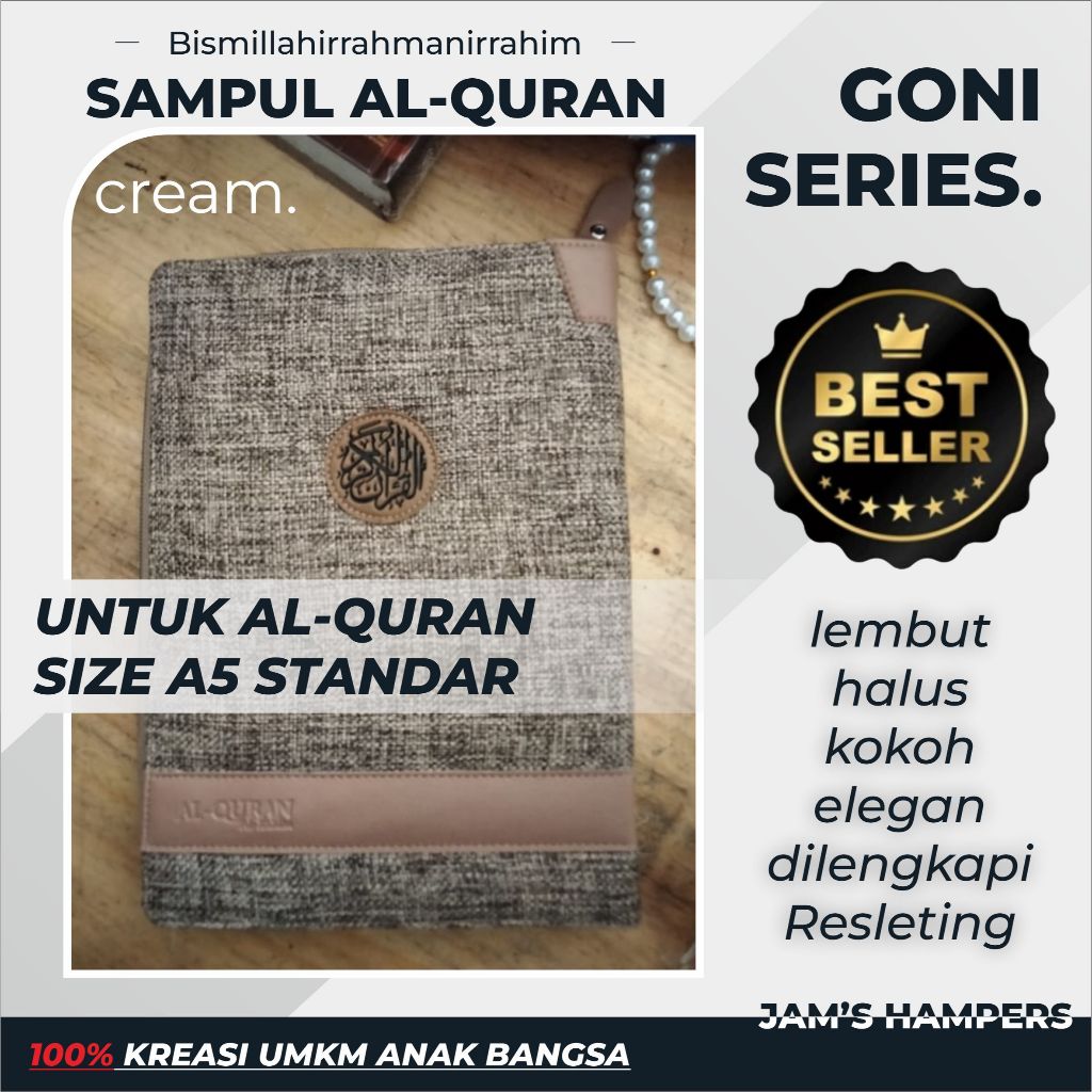 Sampul Alquran A5 GONI LEMBUT  Resleting – Cover Mushaf Elegan & Kuat - cover alquran A5