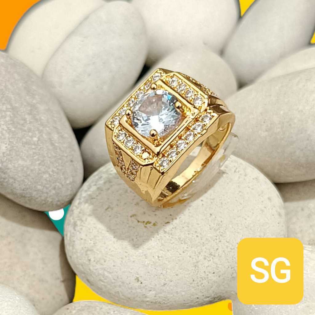 Value Pack Cincin Batu Pria Titanium Anti Karat Cincin Pria Batu Cincin Titanium Cincin Terbaru