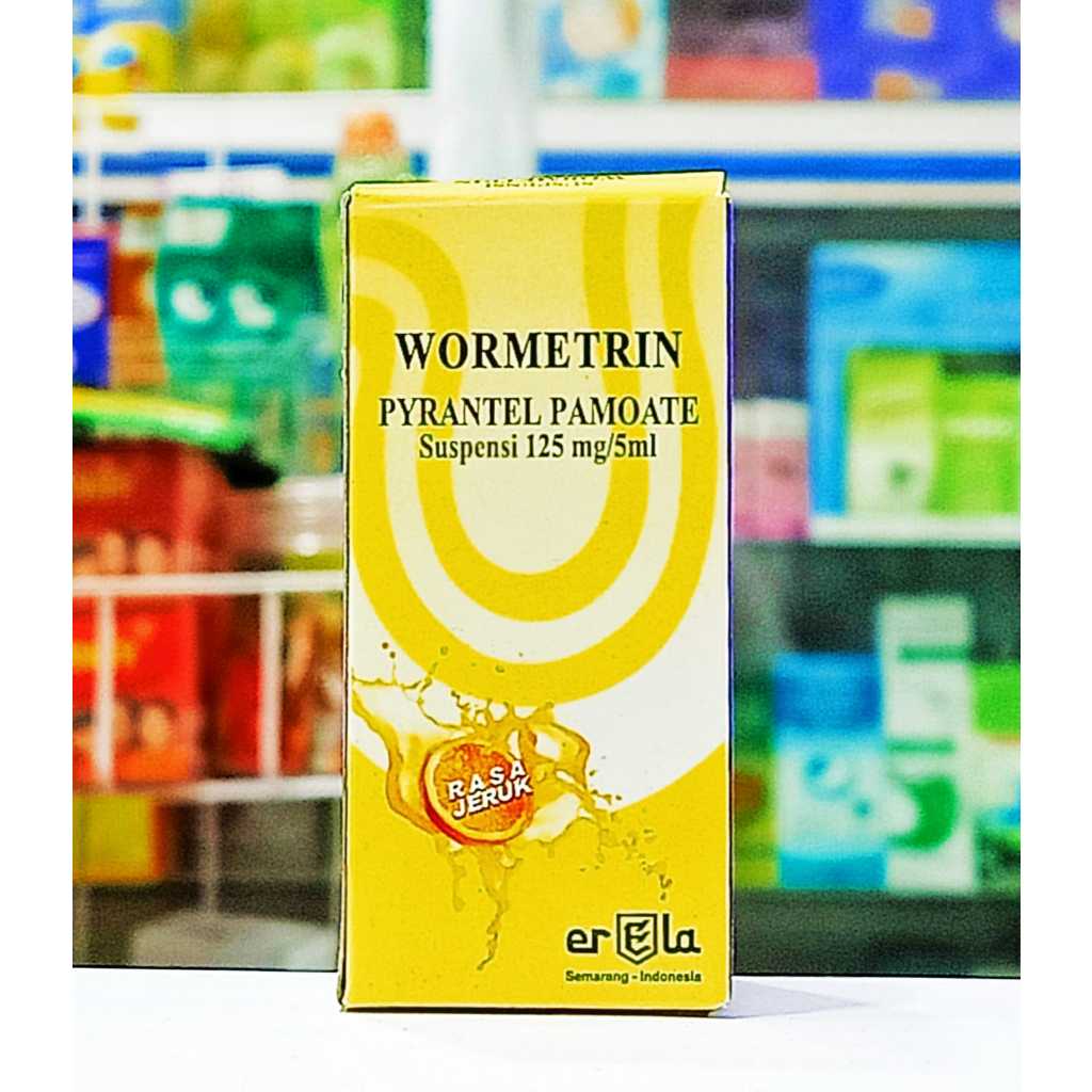 WORMETRIN PYRANTEL PAMOATE SUSPENSI 125MG/5ML SIRUP 10ML RASA JERUK - OBAT CACING UNTUK ANAK-ANAK