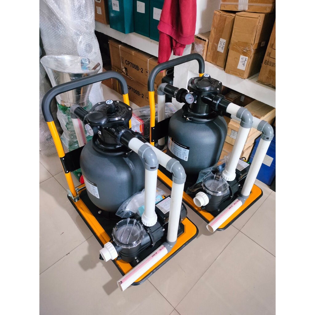 Mesin Paket Pompa Kolam Renang 1Hp Set Troli Mesin Vacum Kolam Renang