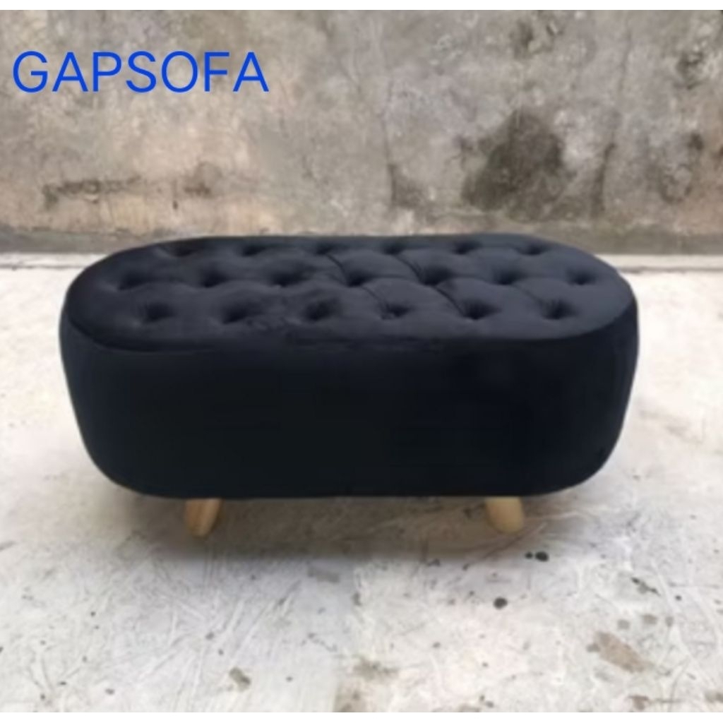 Sofa Bench Oval / Bench Kotak / Stool Oval Full kancing / Sofa Kancing Kain bludru