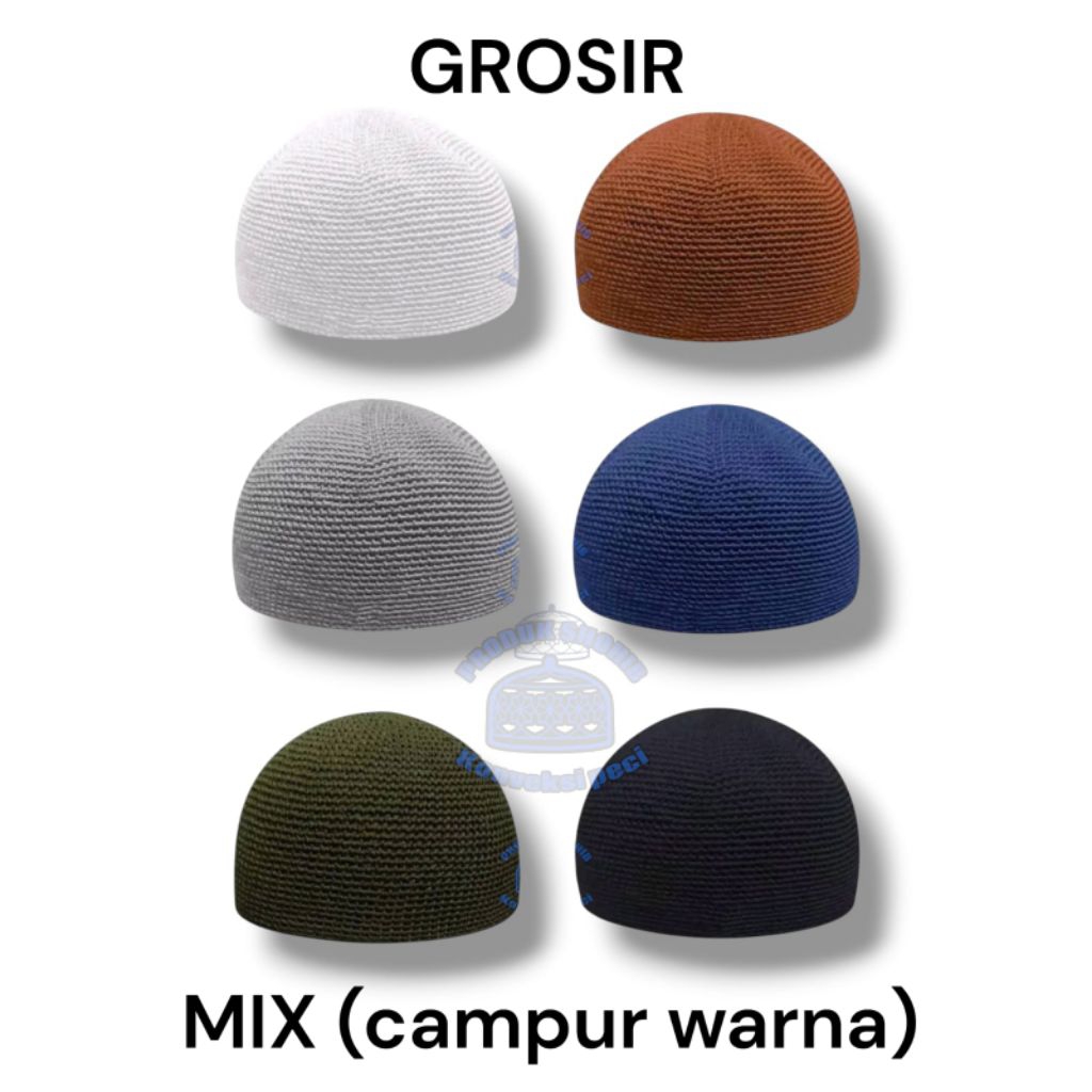 GROSIR peci rajut yaman POLOS tebal mix