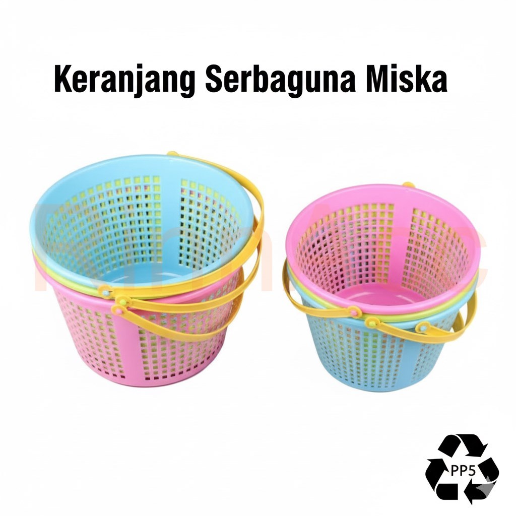 Keranjang Plastik Sabun Bulat Miska / Wadah Tempat Mainan Storage Serbaguna / Keranjang Parcel Ultah