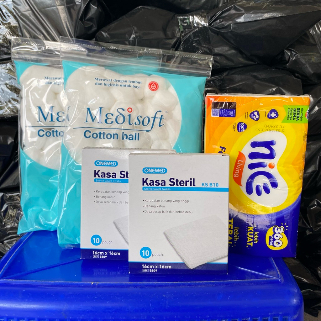 Paket Brojol Penting [2 Pcs Medisoft 120 Ball 75 gr + 2 Pack Kassa Steril Onemed 10pouch 16x16 + 1 P