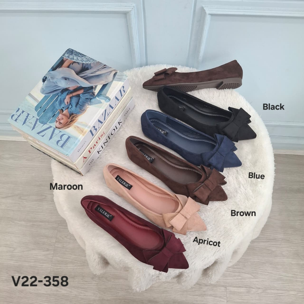 Valerie sepatu flat import bahan beludru size 35-41 V22-358