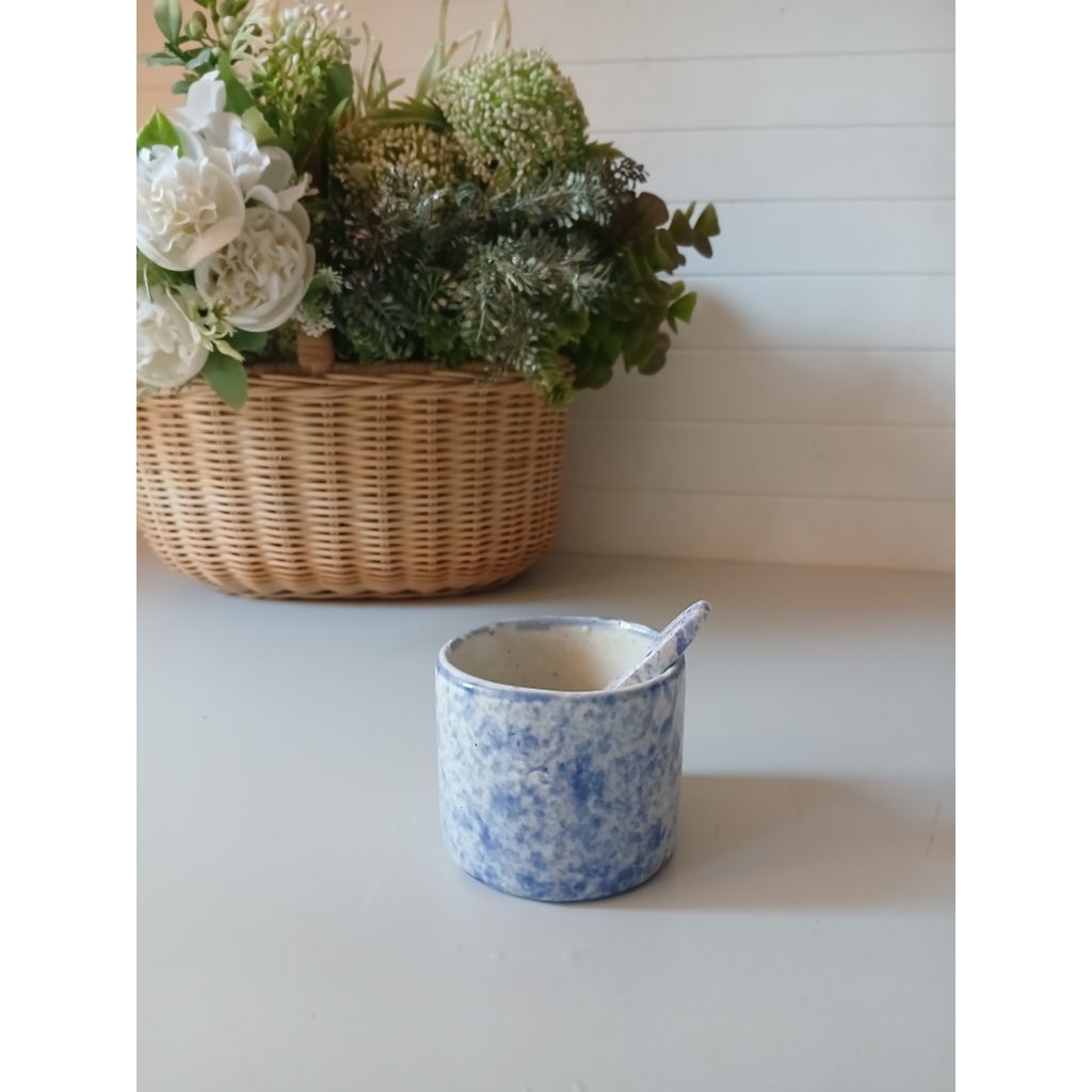 cangkir keramik + sendok keramik cup coffee mug kopi