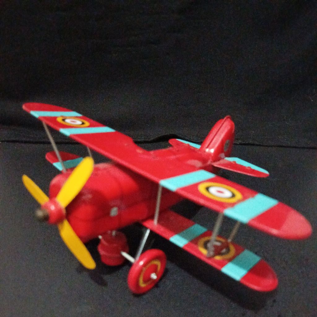 tin toys vintage pesawat Biplane Fighter