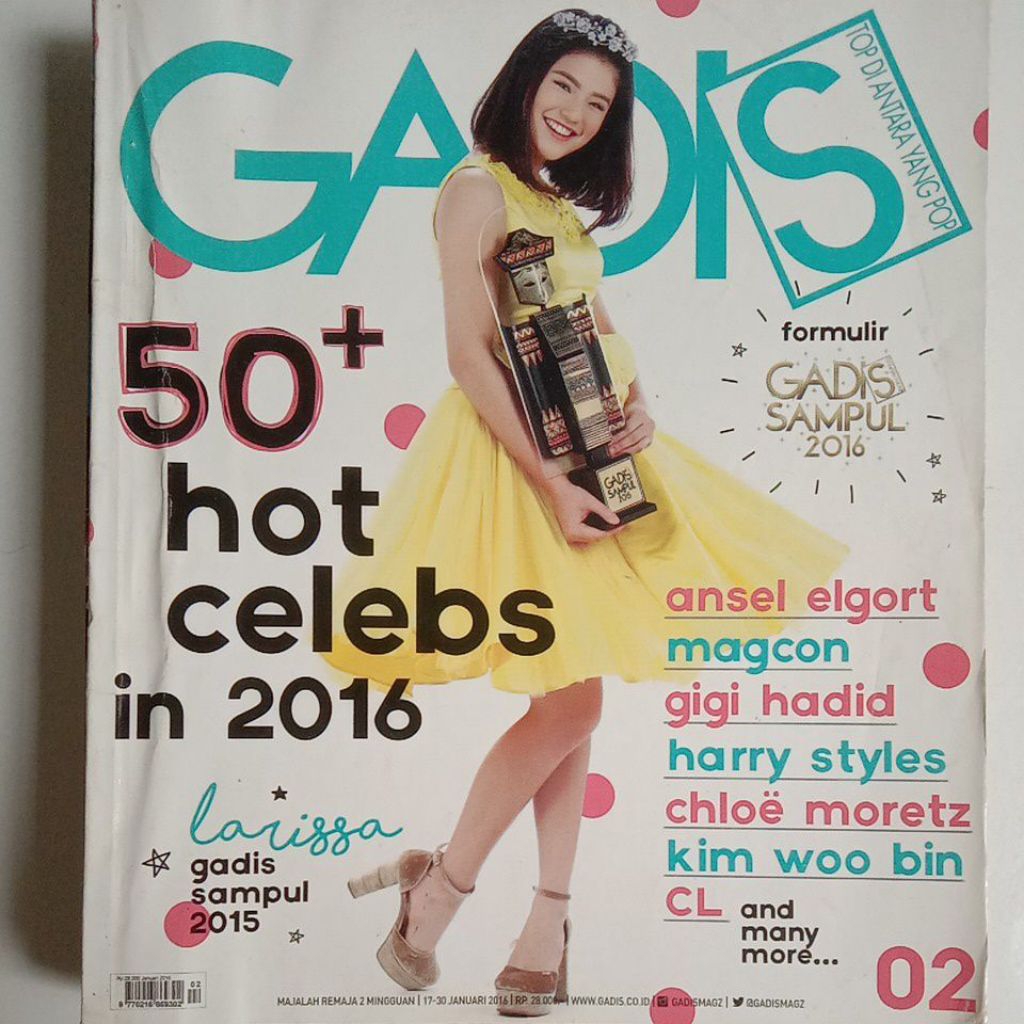 Majalah Gadis Tahun 2016 Cover Kemenangan Larissa