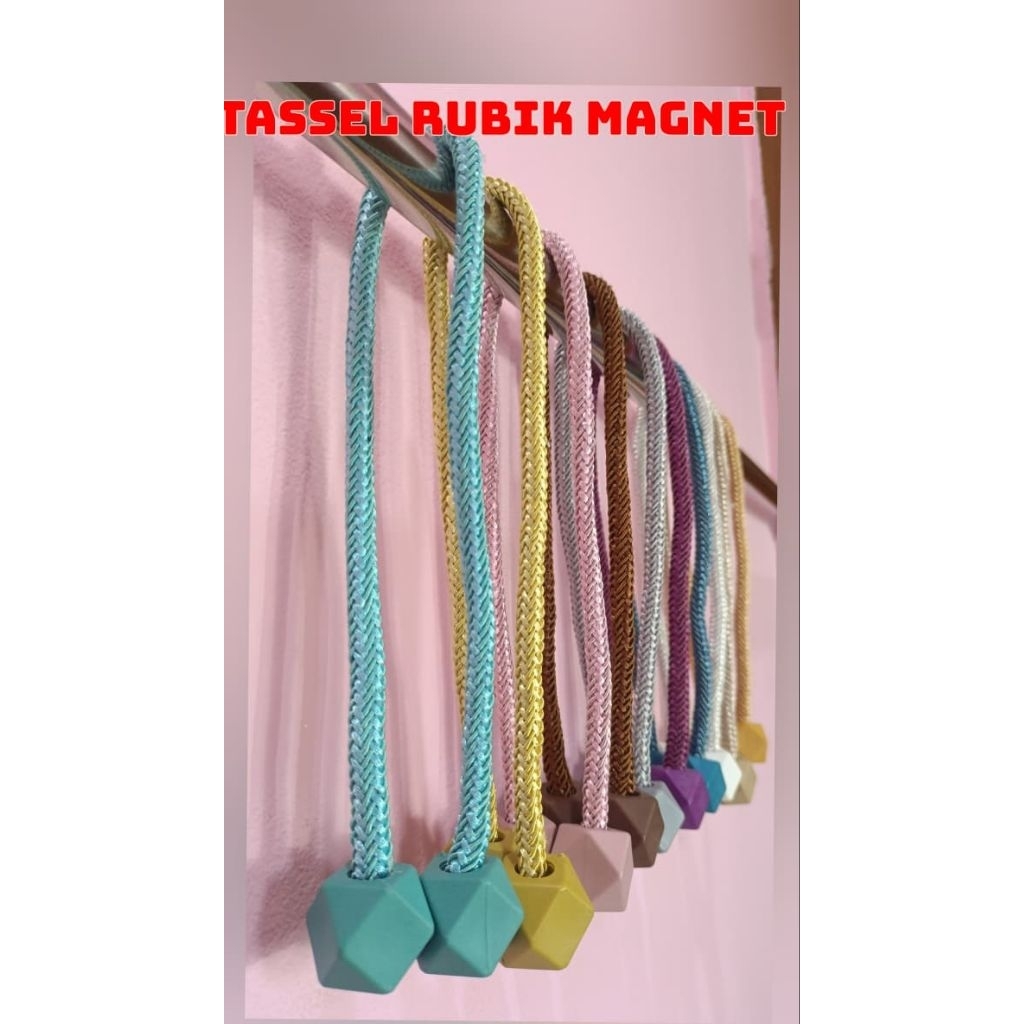 Tassel RUBIK PERSEGI MAGNET tali pengait gorden