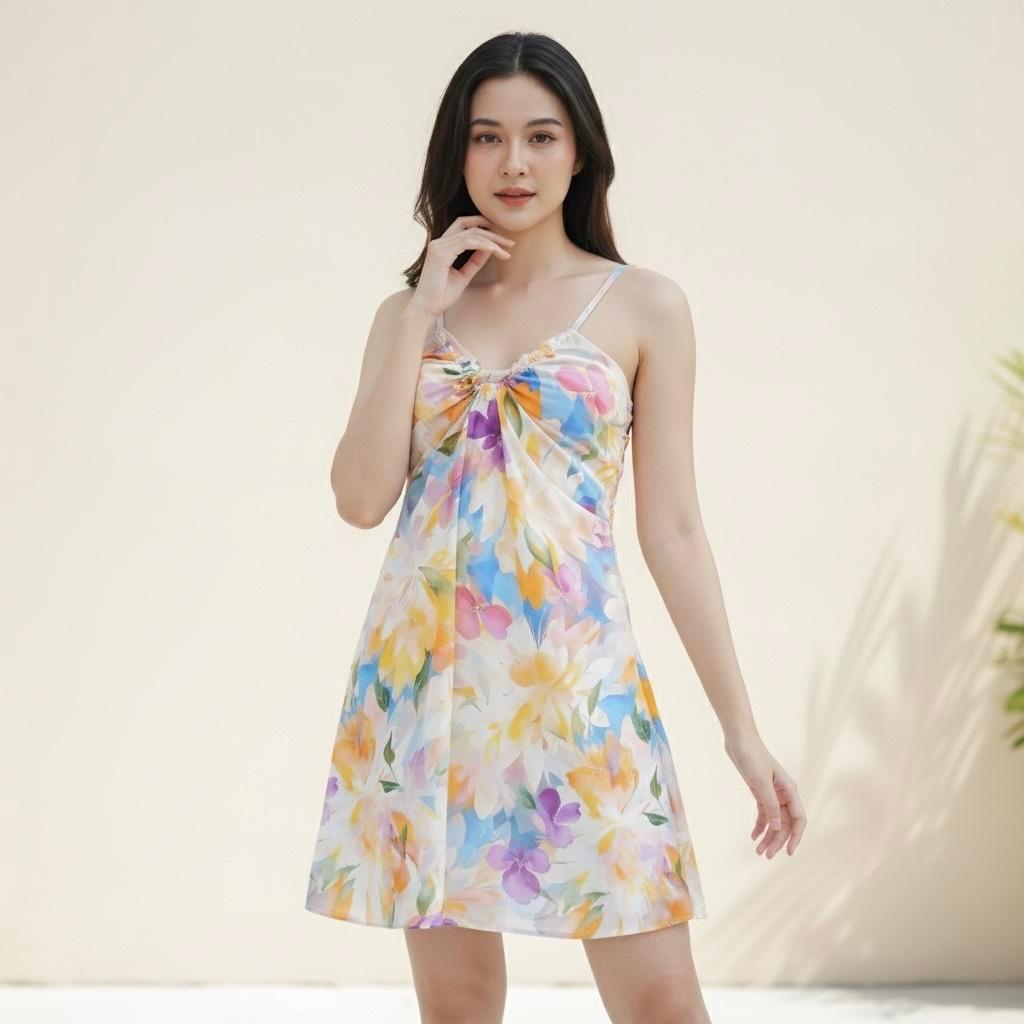 Alika Dress Rayon Pendek Wanita Daster Tanpa Lengan