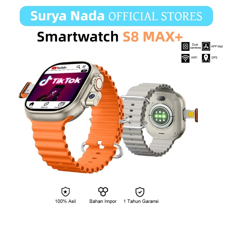 [100% Original] Surya Nada S8 MAX+ Smartwatch 5G - Wi-Fi/SIM Card, Panggilan Video, Kamera Ganda, GP
