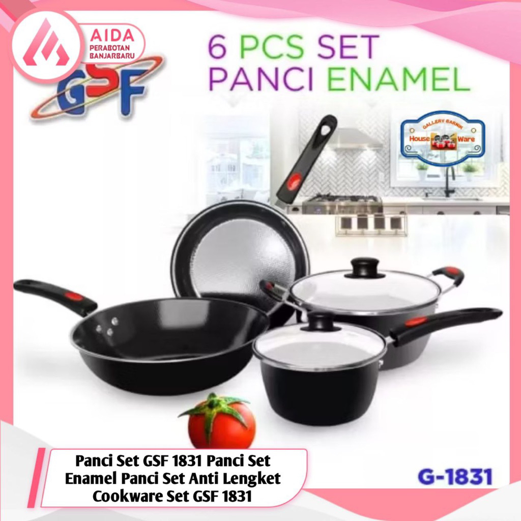 Panci Set GSF 1831 Panci Set Enamel Panci Set Anti Lengket Cookware Set GSF 1831