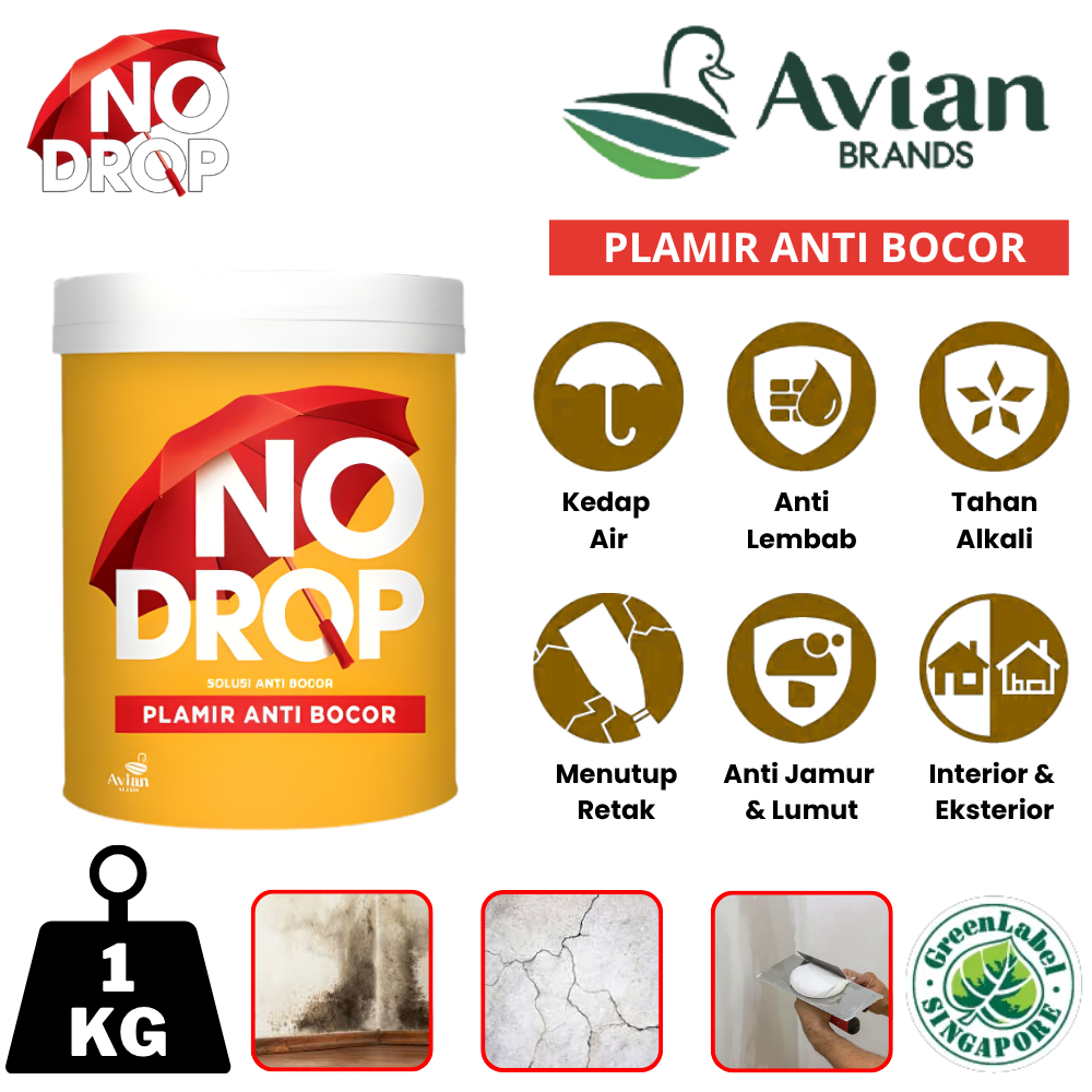 AVIAN NO DROP PLAMIR ANTI BOCOR 1KG WALL PLAMIR PUTTY DEMPUL TEMBOK NO DROP DEMPUL DINDING 1KG