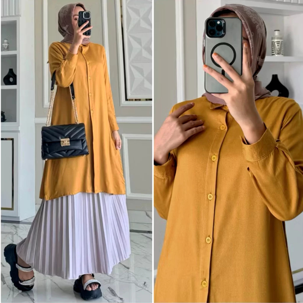 [PROMO] Bisa COD Long Tunic Polosan Wanita Muslimah Kekinian / Long Tunic Jumbo by ORTEGA