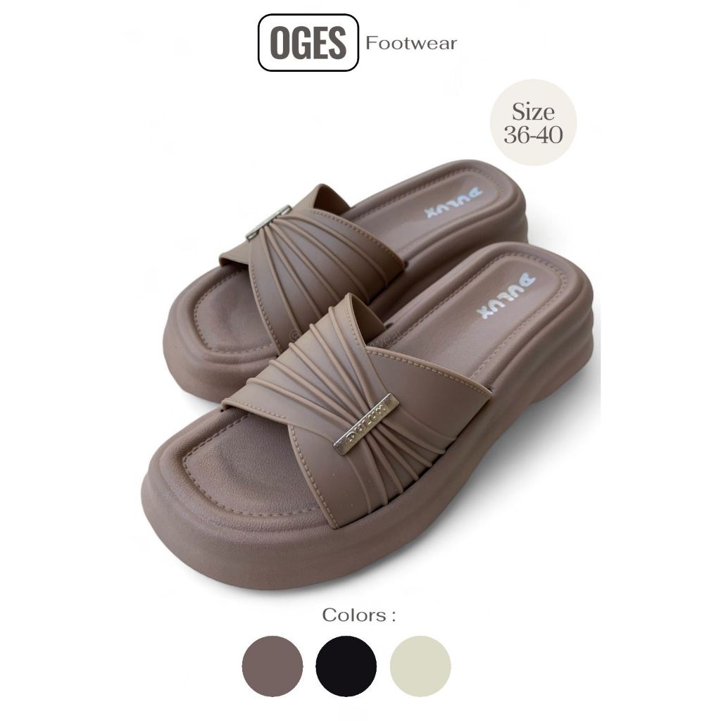 Sandal Jelly Slop Wanita Perempuan Wedges Tinggi Hak 6.5 Cm