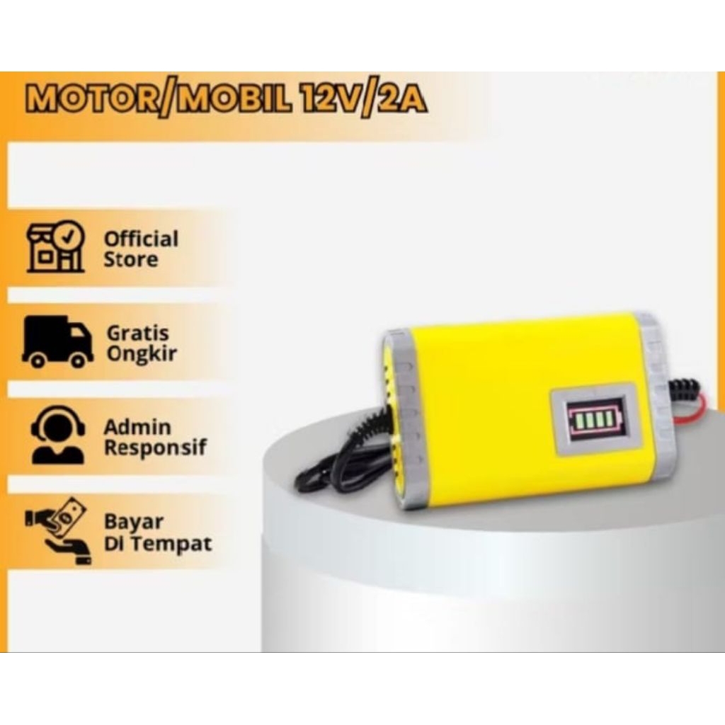 cas aki 12V 2A cas aki mobil dan motor sepeda listrik dll