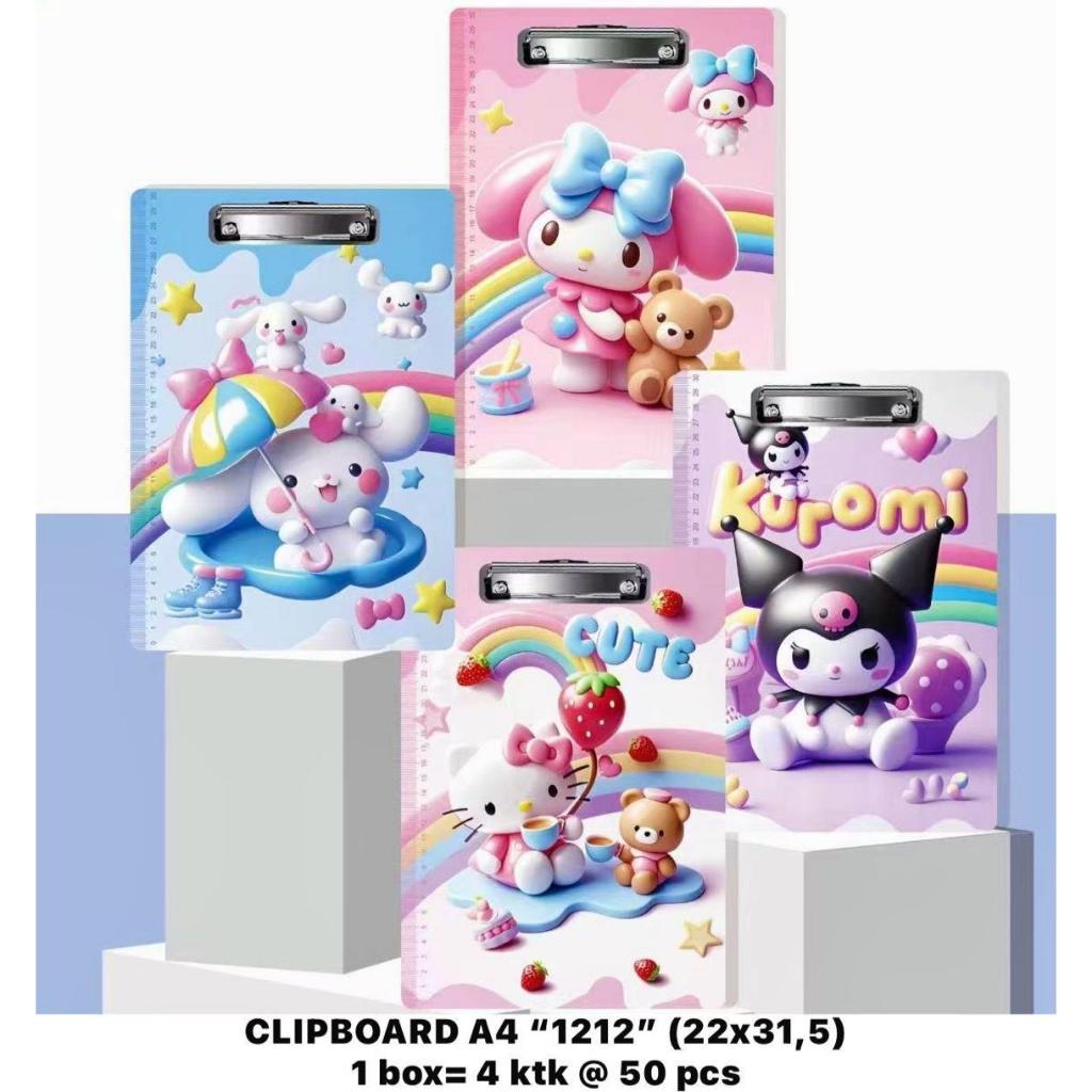 Clipboard Ujian Sanrio Baby 3 / Papan Jalan / Papan Dada Ukuran A4 Dilengkapi Centimeter Gambar Sanr