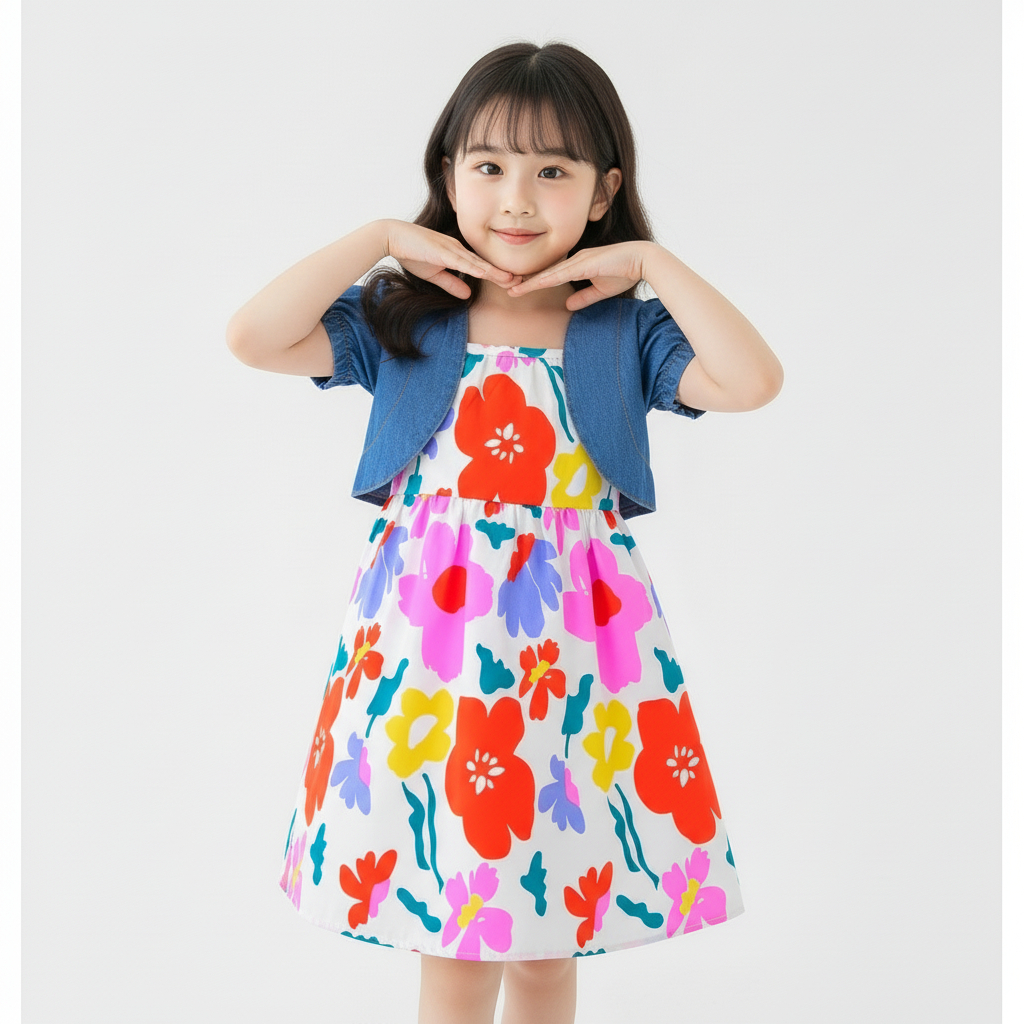 Zahra - Dress Anak Perempuan Leona Set Kids | Pakaian Premium Motif Korean Rok Umur 1-4 Thn