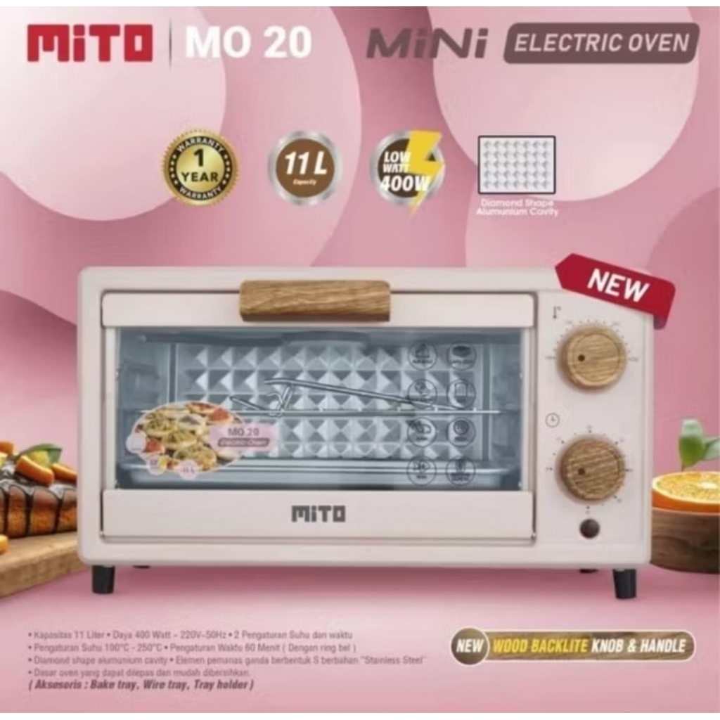 MITO Oven Mini Listrik MO20 Elektrik 11 liter Low Watt MO 20