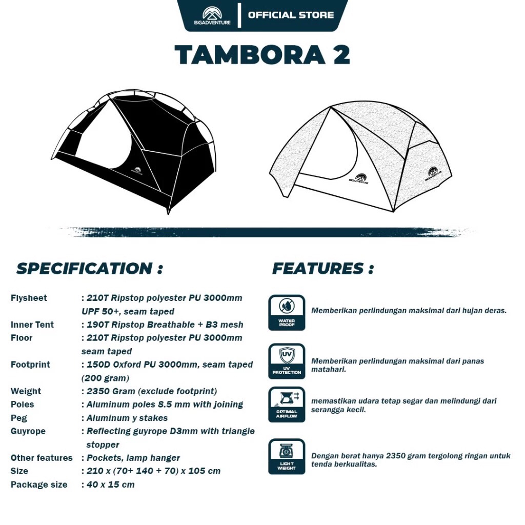 Bigadventure Tambora Series Tenda 2 Orang