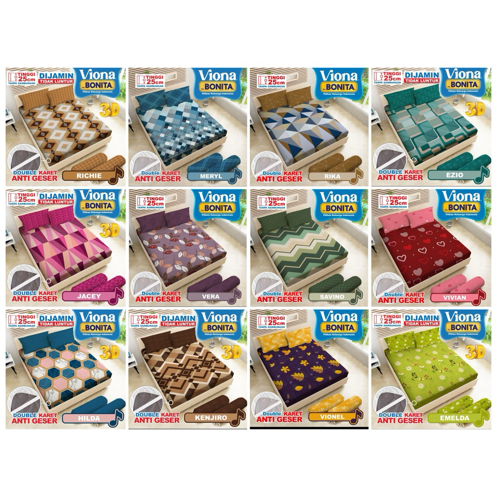 Sprei VIONA By BONITA 180X200 Bantal 4