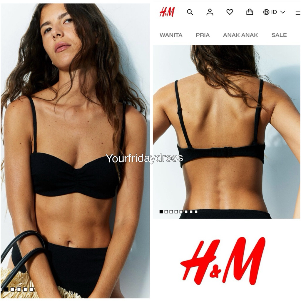 1 Set (bra+panty) Wired Bra balconette with pads Straps Branded Import Original Sale H*N*M Jastip po