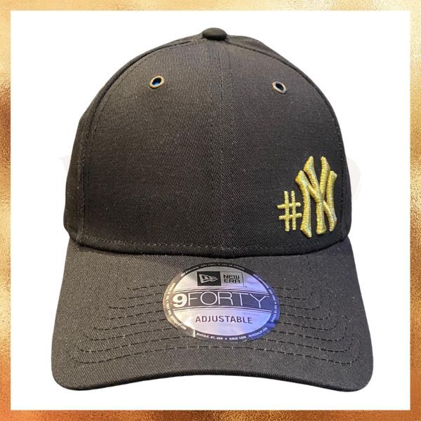 Topi New Era MLB NY Yankees Black Gold Logo 9FORTY Dad Hat Original