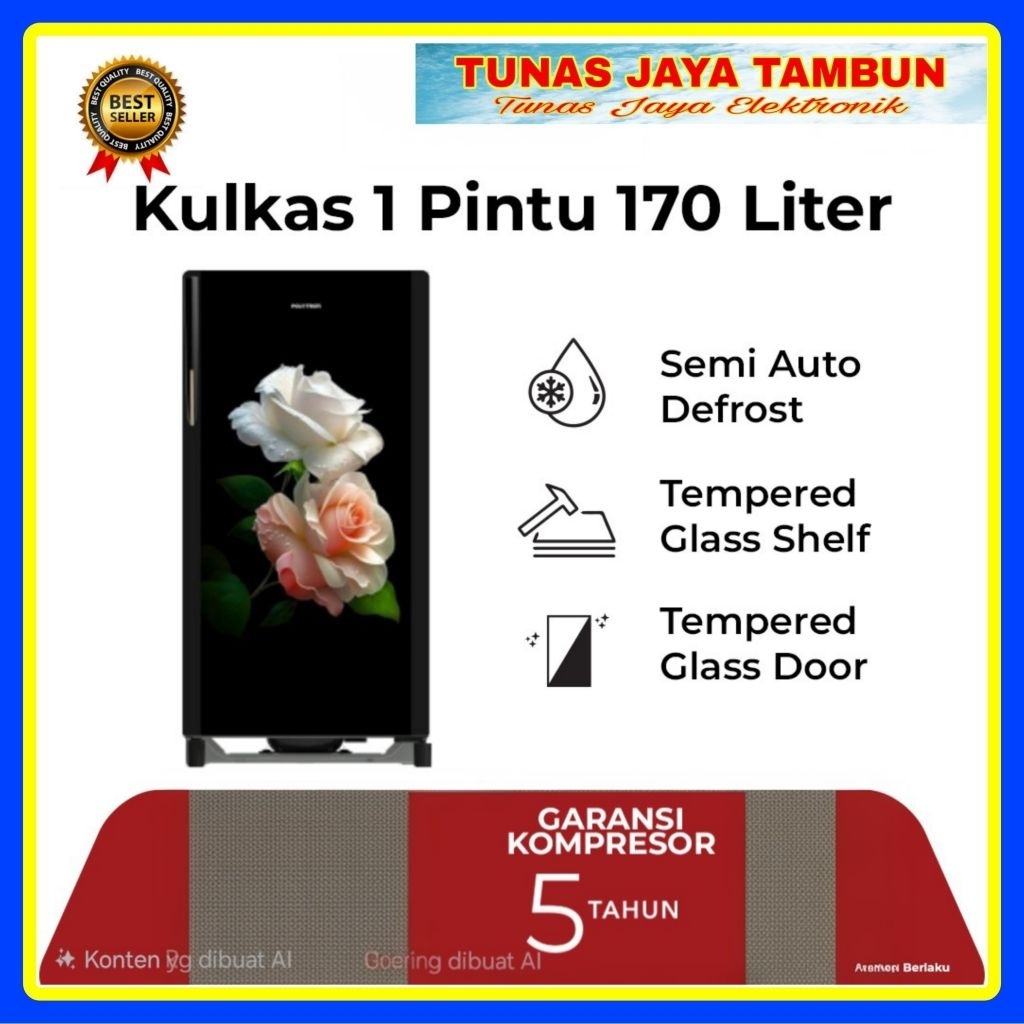 KULKAS POLYTRON PRA 17 DRD / KULKAS POLYTRON 1 PINTU 170 LITER / POLYTRON PRA 17DRD 170 LITER