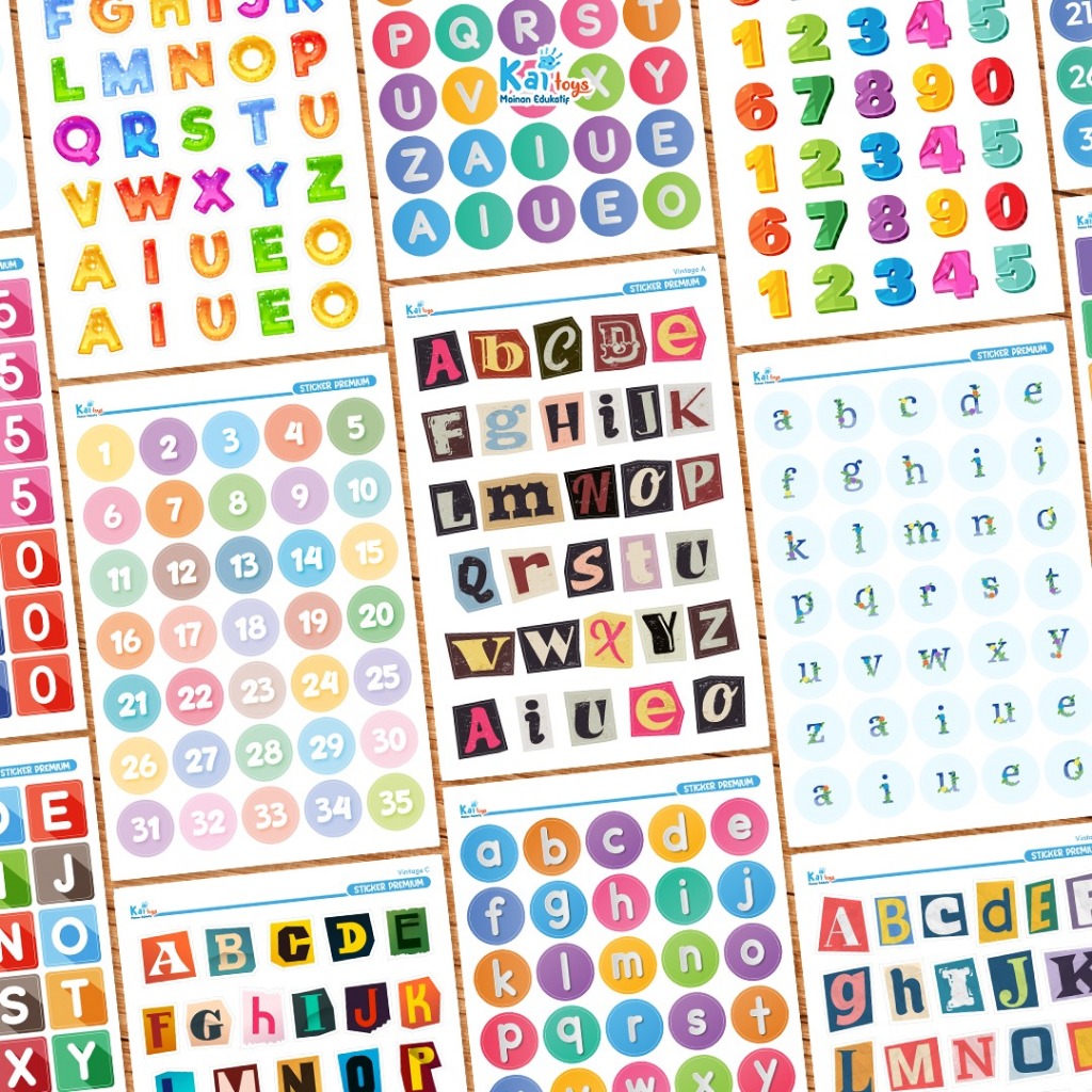Sticker Huruf Angka Anti Air / Sticker Alfabet Huruf Besar Kecil Stiker Dekorasi Scrapbook Aesthetic