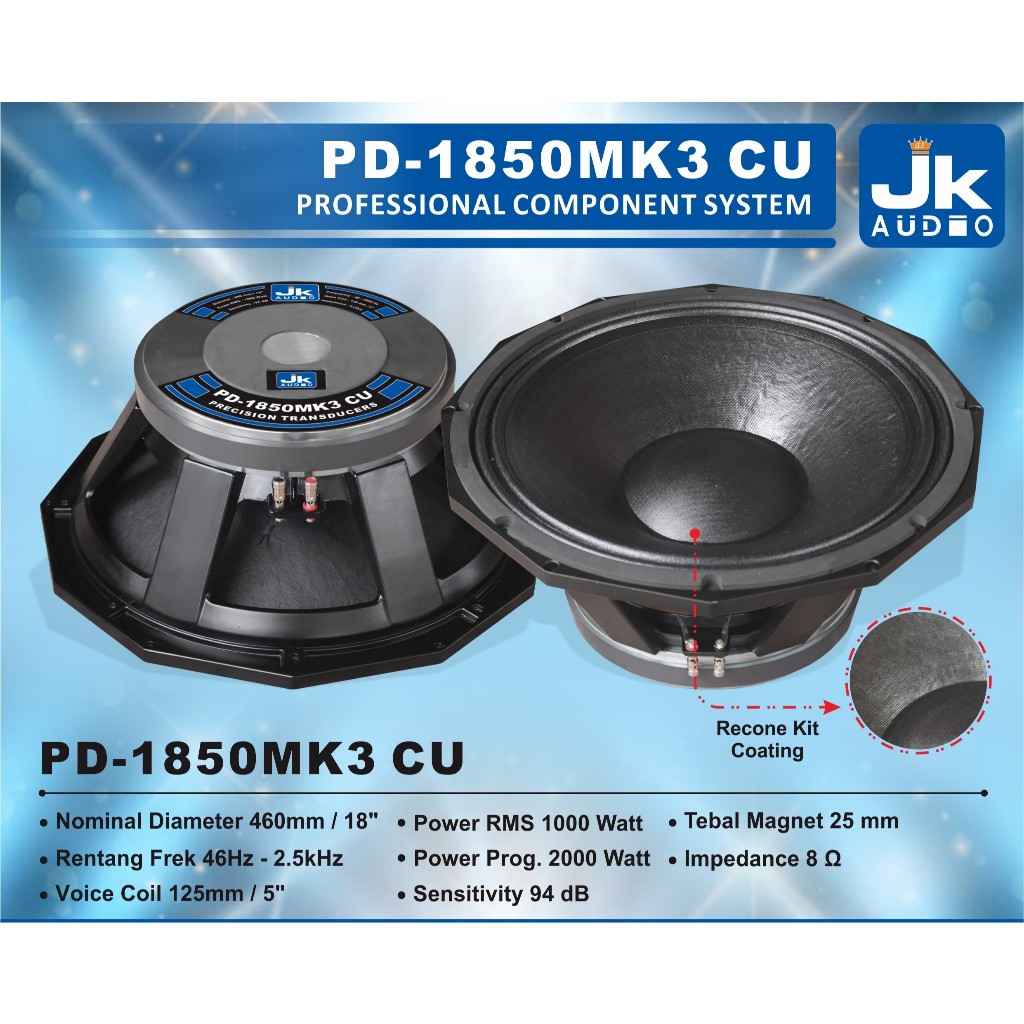 Speaker 18in Jk Audio PD 1850 MK3 CU komponen speaker PD 1850 MK 3