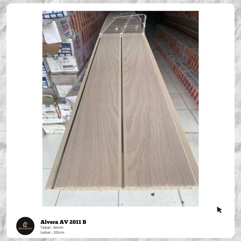 Plafon PVC Glossy Alvera Serat kayu Abu Nat Av2011 (Perlembar)