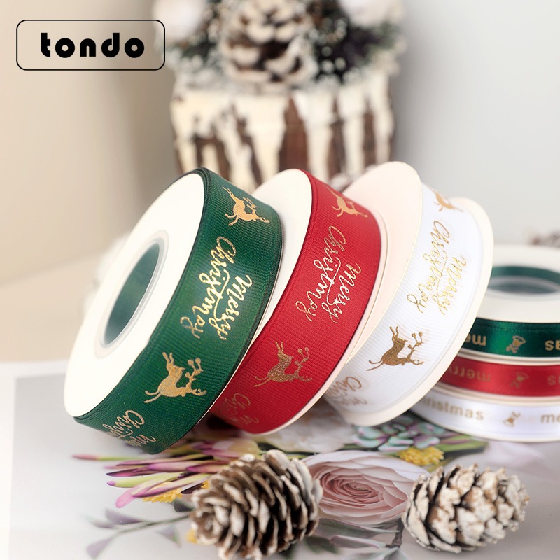 (1ROLL 22M) PITA NATAL GROSSGRAIN PITA KADO NATAL PITA NATAL 1,5CM PITA XMAS 2,5CM