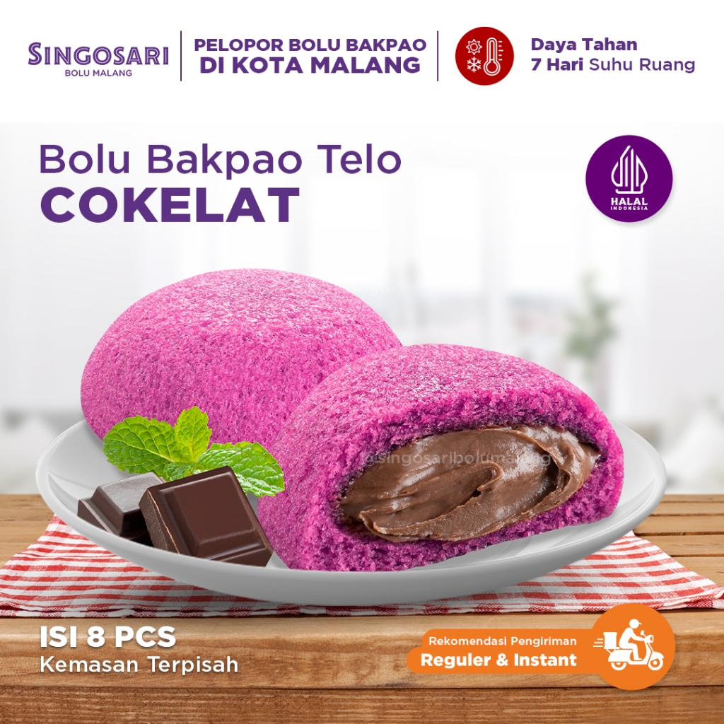 Bolu Bakpao Singosari - Telo Cokelat (500 gr) - Oleh-oleh Khas Malang