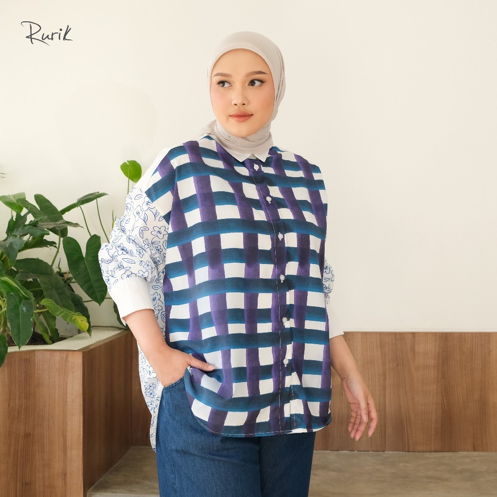 Rurik Kemeja Wanita Oversize Printing Anemon Shirt