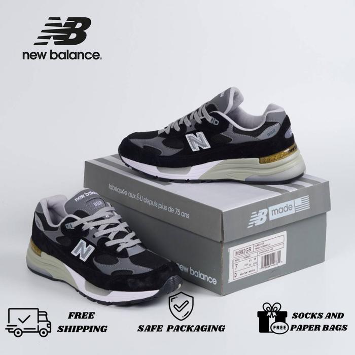 Sepatu New Balance 992 Black White Grey