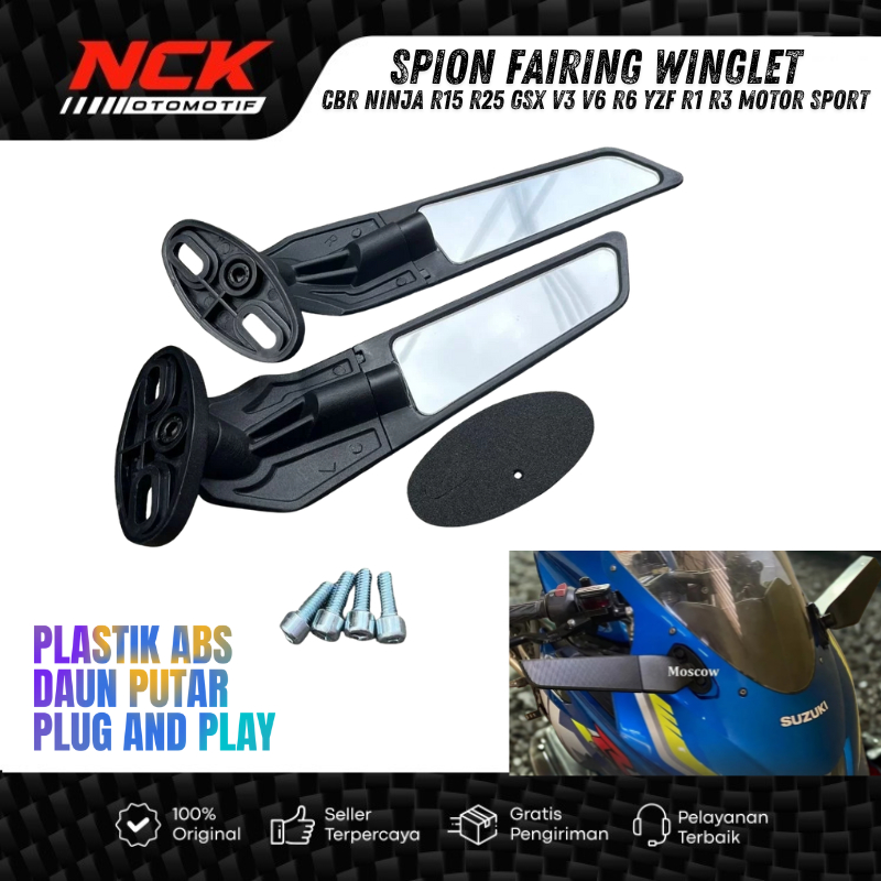 SPION FAIRING WINGLET DAUN PUTER MOTOR SPORT CBR NINJA R15 R25 GSX V3 V6 R6 YZF R1 R3
