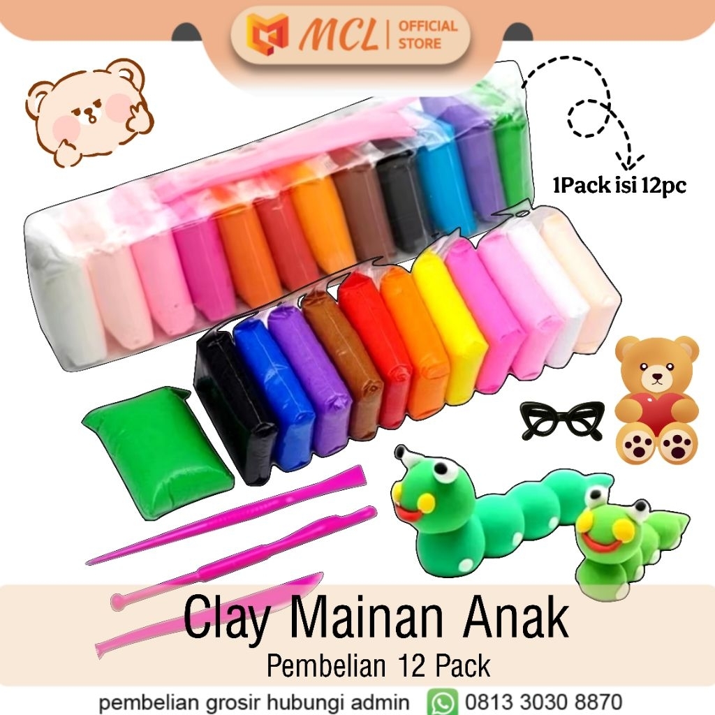 Clay | Clay Mainan | Mainan Anak | Grosir Mainan | 12 Pack | PUSAT GROSIR | MCL