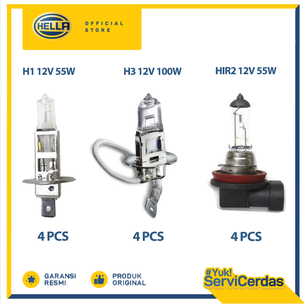 Paket Bundling Bohlam Hella H1, HIR2 dan H3 12V - Lampu Mobil