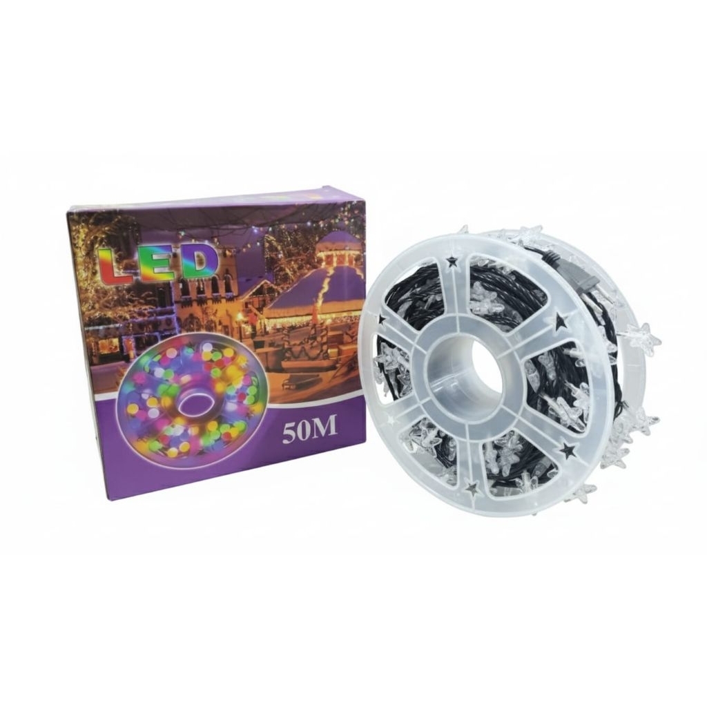 Lampu Hias LED 50 Meter – Lampu Natal Hias Taman & Dekorasi Outdoor (Model Bintang)
