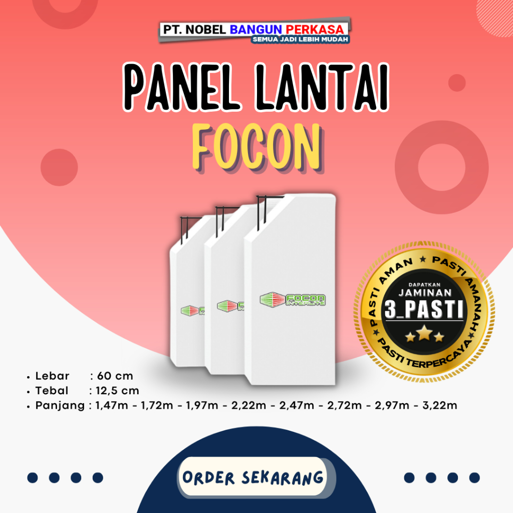 Panel Lantai Focon | Pengganti Cor Dak Konvensional - Solusi Dak Instan Tanpa Bekisting & Tanpa Tung