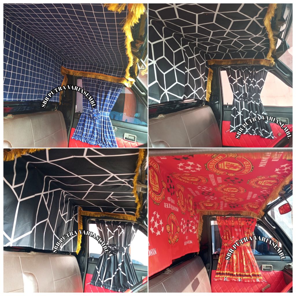 aksesoris Kain plapon atap kabin mobil  1set gorden mobil kiri kanan/ Tirai kaca pintu mobil/ Gorden